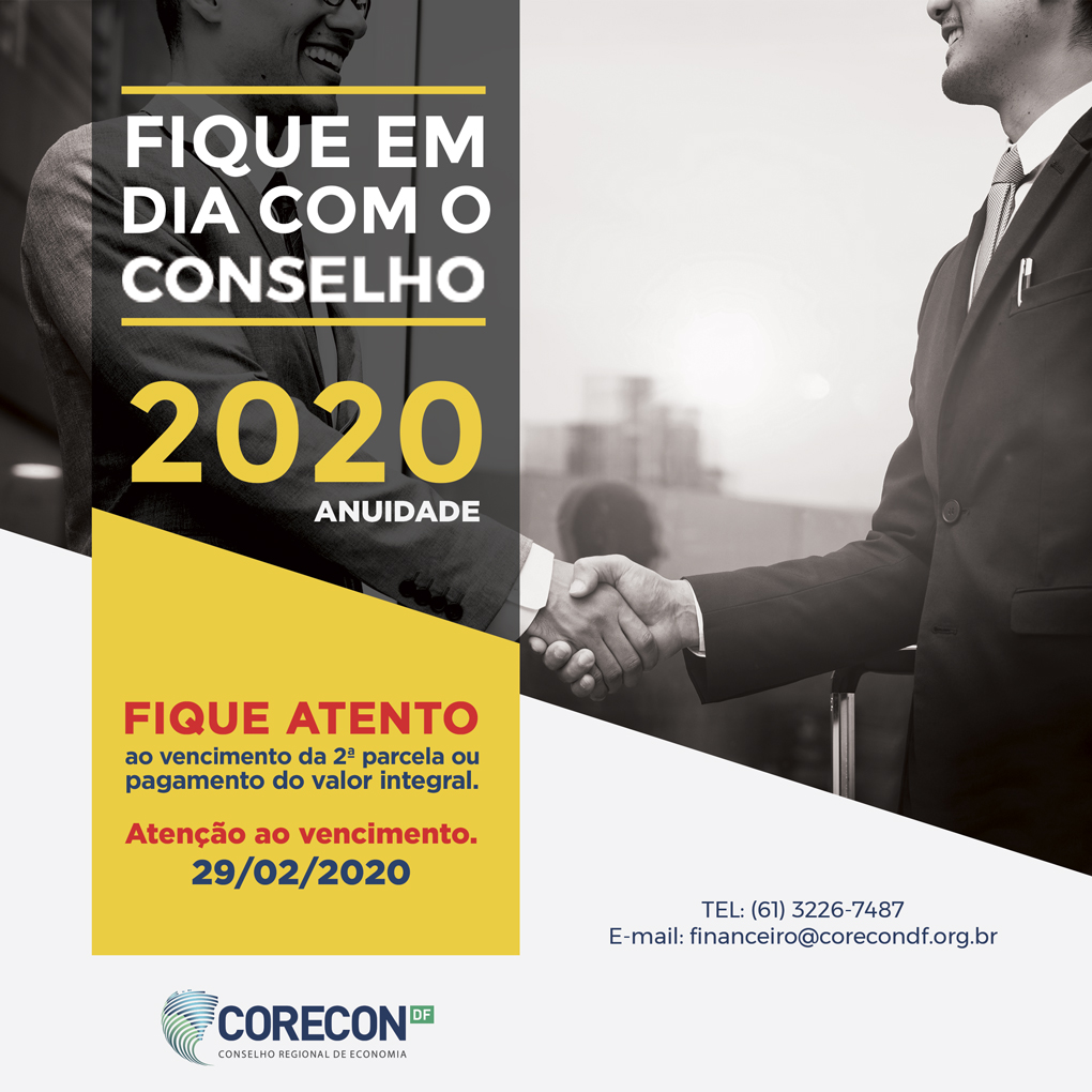 Economista, atenção ao vencimento da 2ª parcela da anuidade