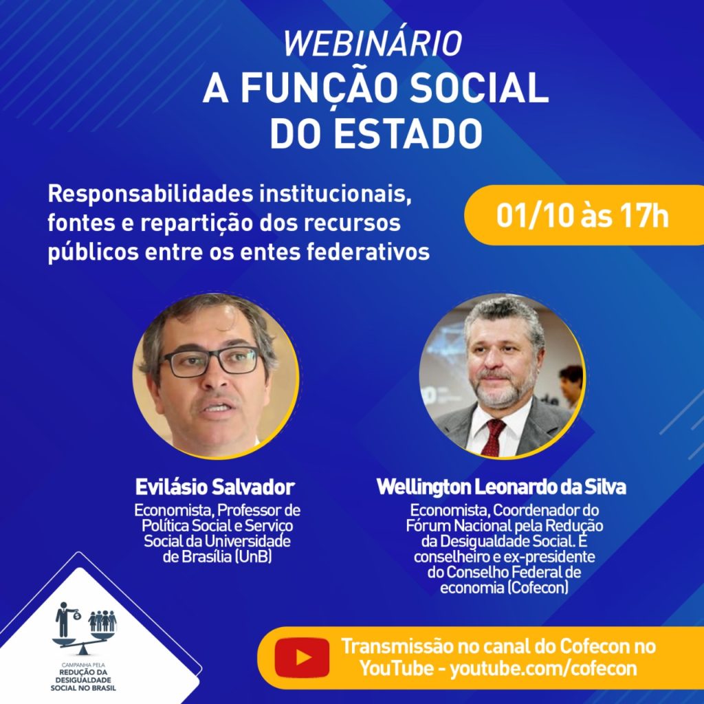 Cofecon transmite série de webinares sobre função social do Estado