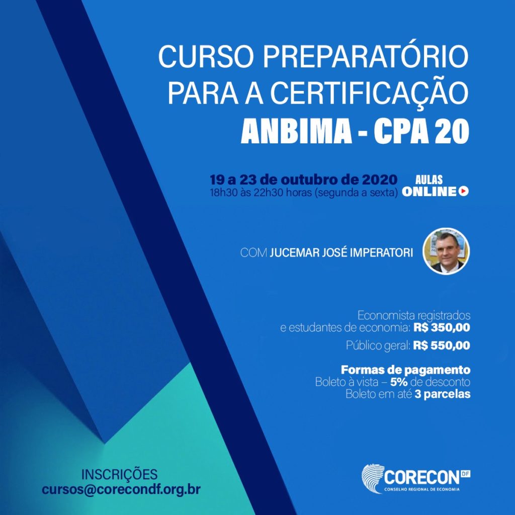 Inscrições abertas para o curso preparatório para a certificação ANBIMA - CPA20