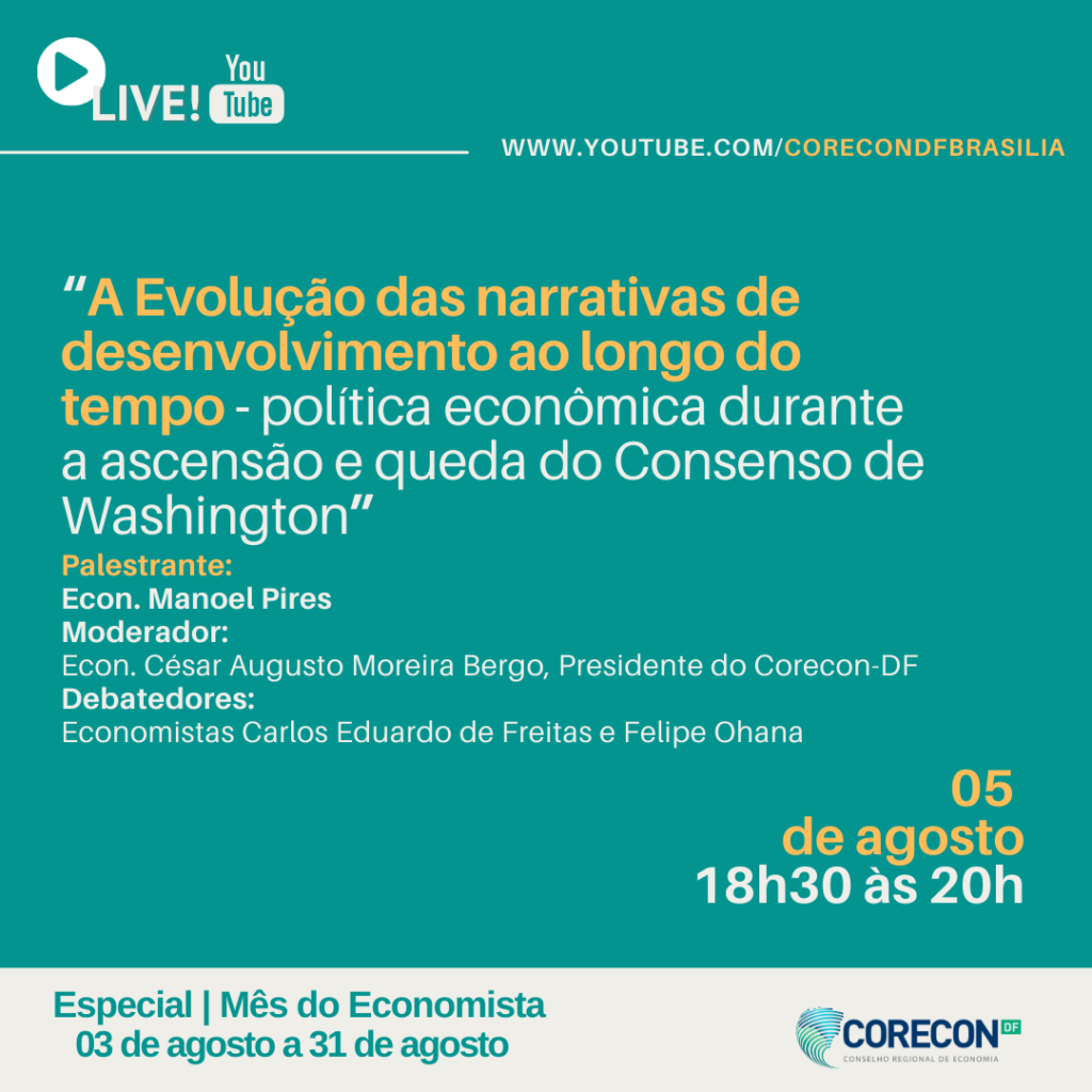 Econ. Manoel Pires é o segundo convidado para live do Mês do Economista