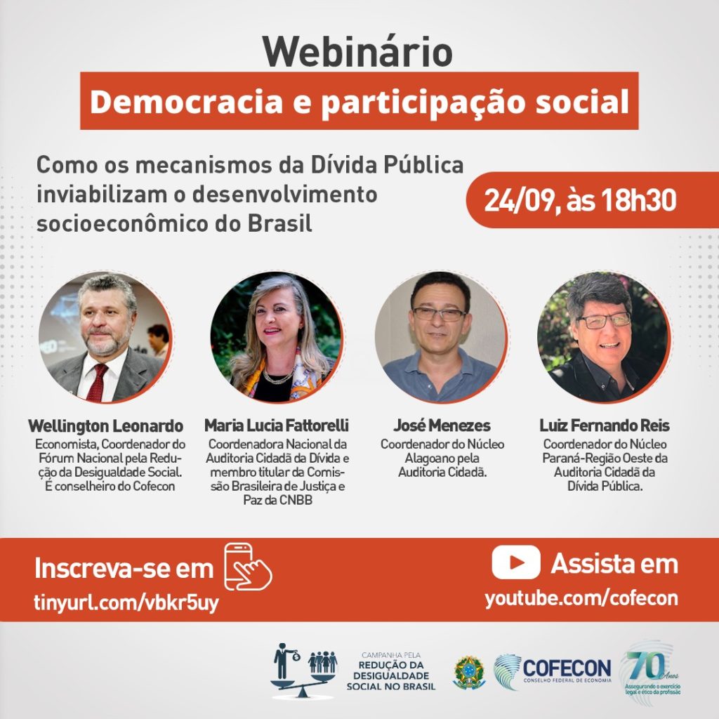 Fórum Nacional pela Redução da Desigualdade Social promoverá Webinário “Democracia e participação social”