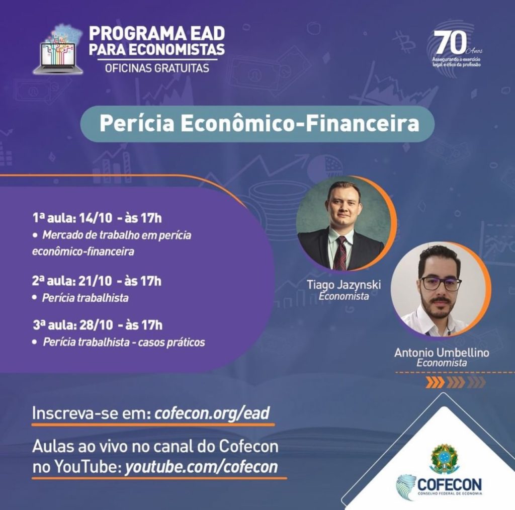 Oficina gratuita de Perícia Econômico-Financeira. Inscreva-se!