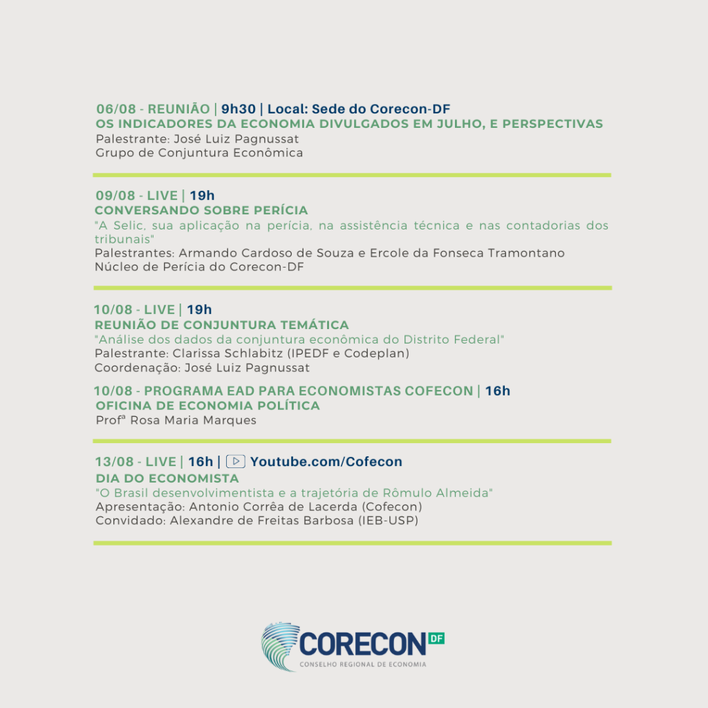 Mês do Economista: Confira a programação da semana