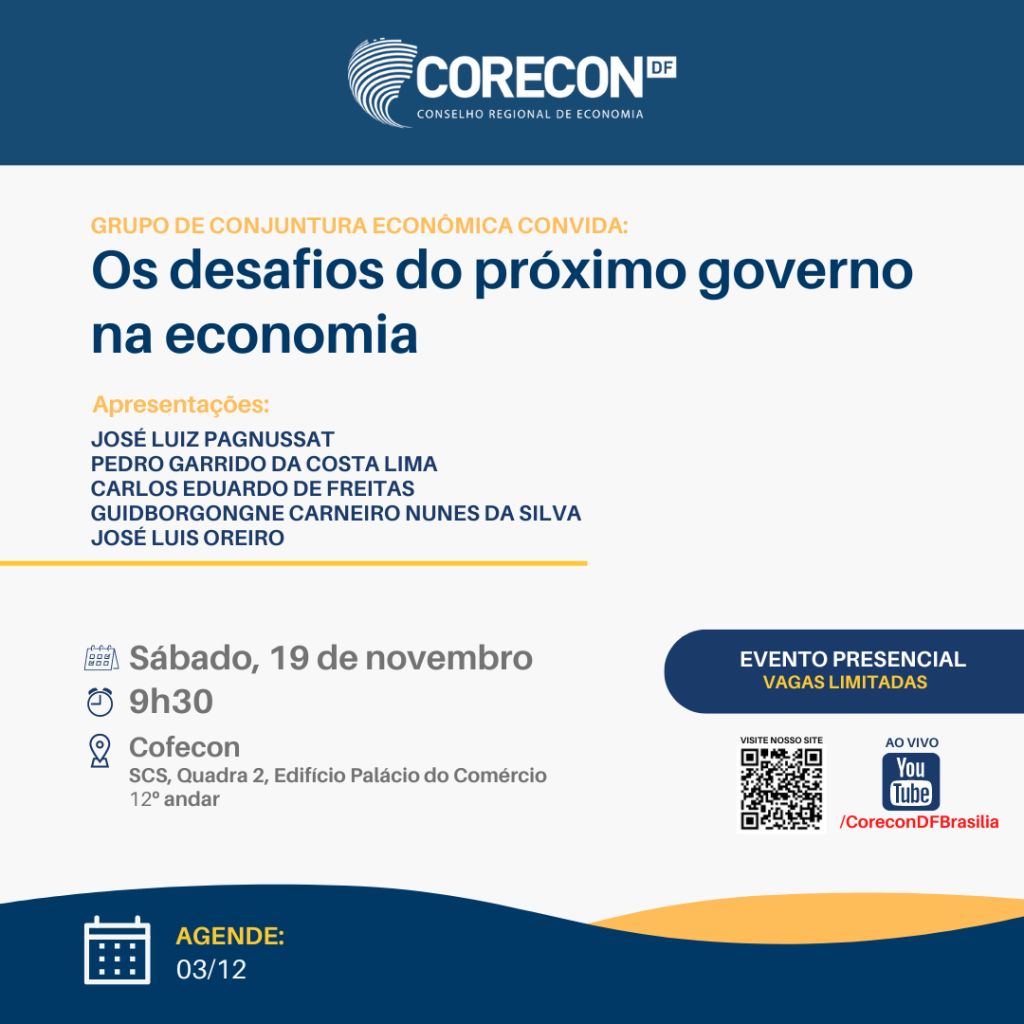 Grupo de Conjuntura Econômica do Corecon-DF se reúne neste sábado