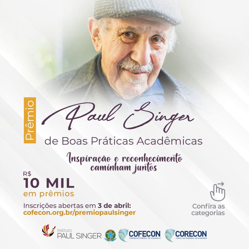 Cofecon abre inscrições para Prêmio Paul Singer de Boas Práticas Acadêmicas