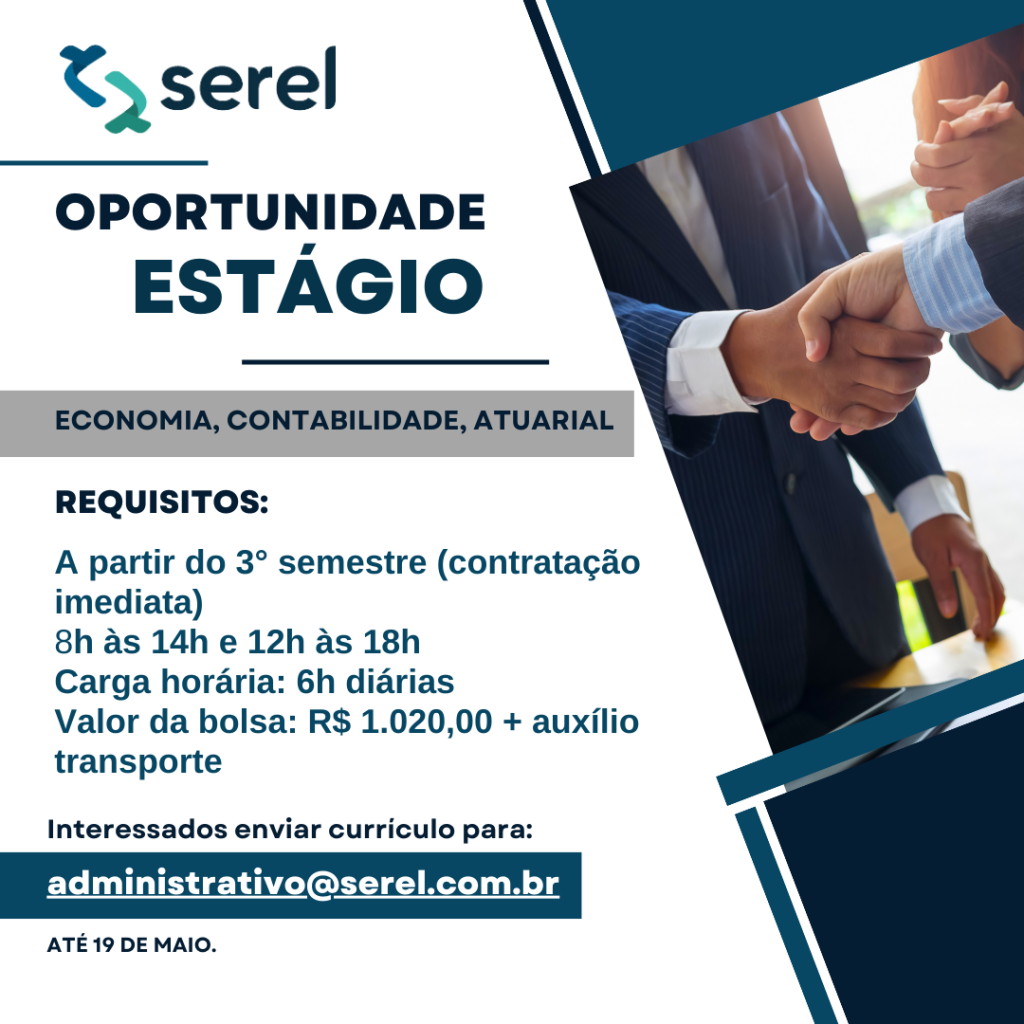 Serel Consultoria em Informática oferece vaga de estágio em Economia