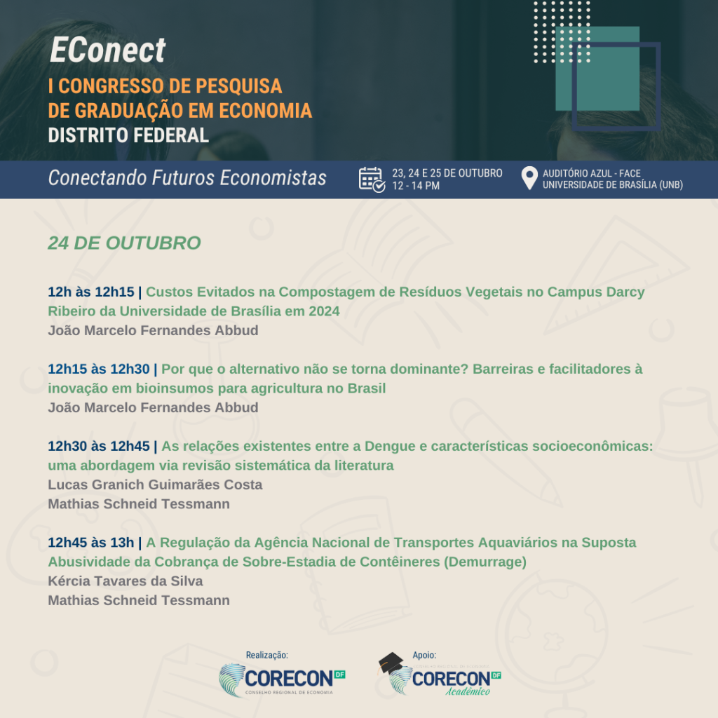 Segundo dia do EConect 2024: I Congresso de Pesquisa em Graduação de Economia do Distrito Federal