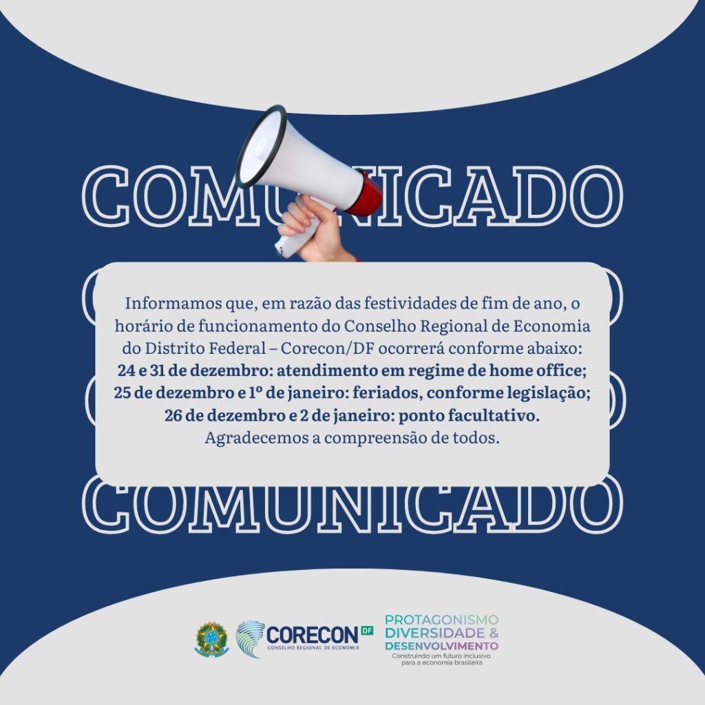 Comunicado – Horário de Funcionamento do Corecon/DF