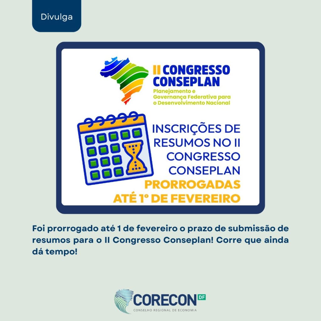 Corecon-DF divulga prorrogação de prazo